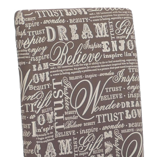 Cosmo Casa - Eetkamerstoel - Keukenstoel Littau - Textiel - Grijze Letters - Donkere Poten