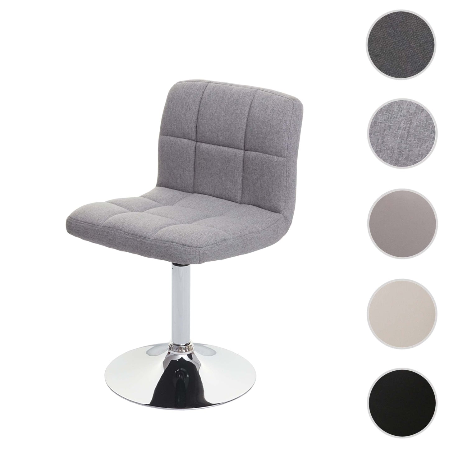 Cosmo Casa - Eetkamerstoel Kavala - Draaibaar - Stof textiel - Lichtgrijs - Chroom onderstel