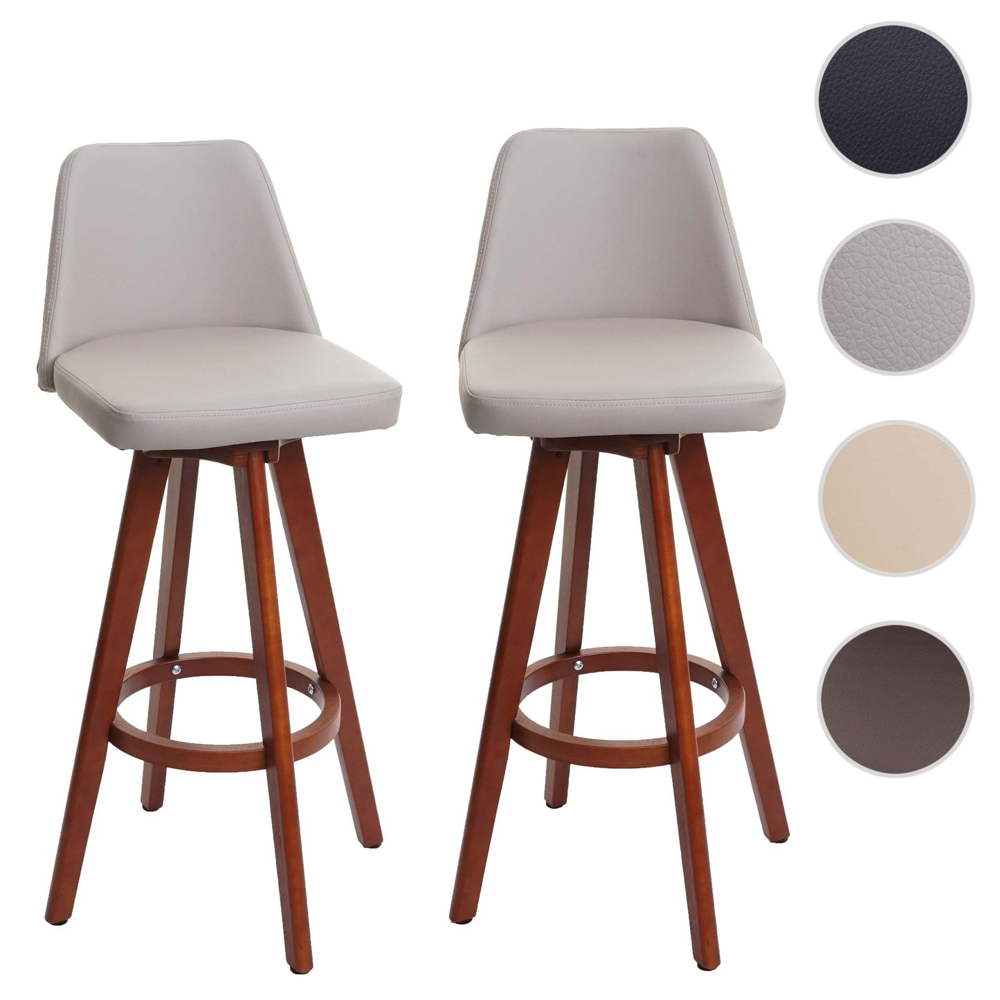 Cosmo Casa - Set van 2 barkrukken draaibaar - Tegenkruk barstoel - Hout kunstleer - Taupe