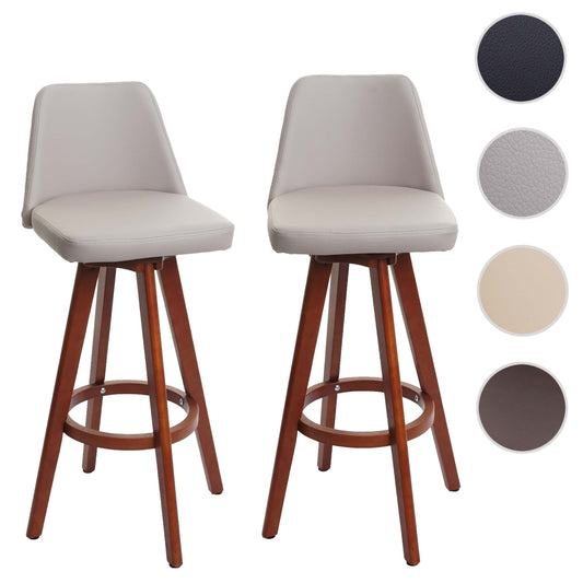 Cosmo Casa - Set van 2 barkrukken draaibaar - Tegenkruk barstoel - Hout kunstleer - Taupe