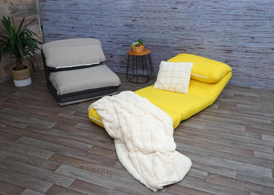 Cosmo Casa - Slaapfauteuil - Opklapbaar design - Stof/textiel - Geel