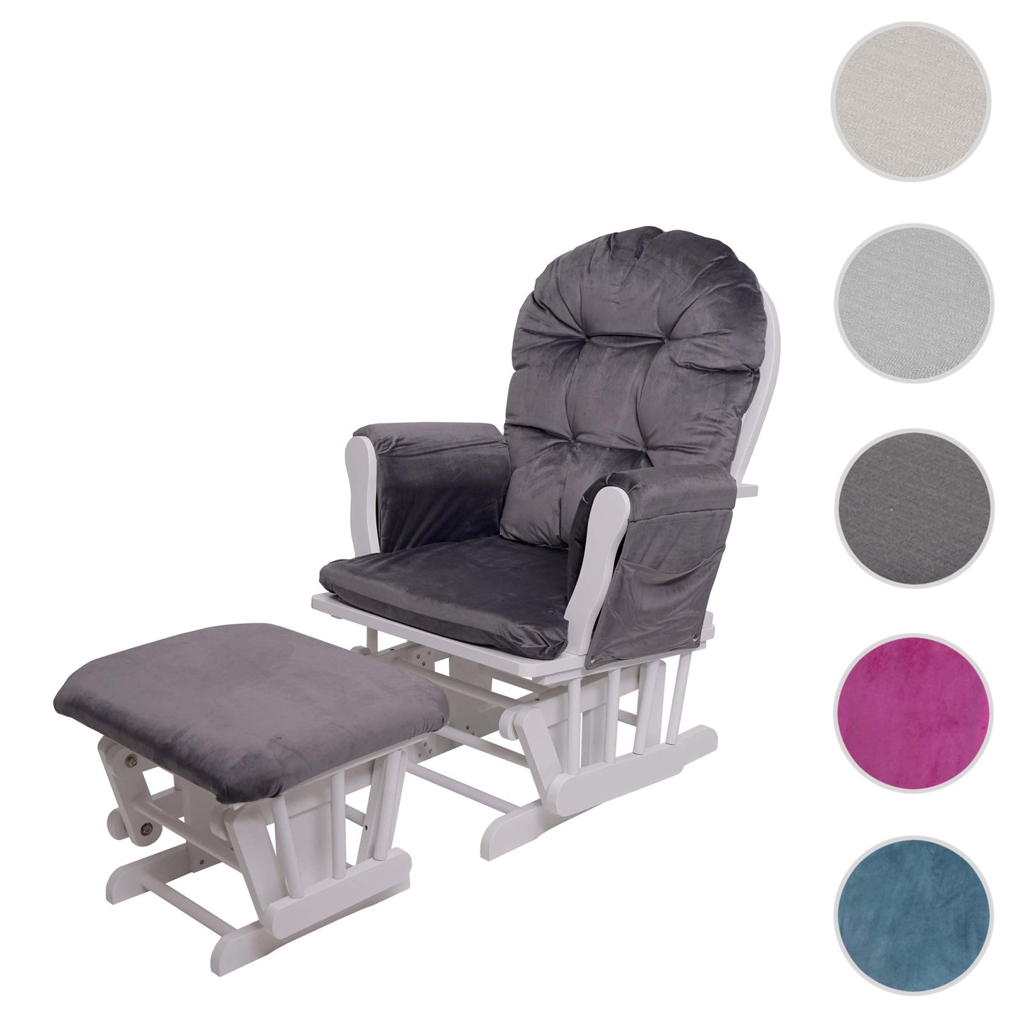 Cosmo Casa - Relaxstoel - Schommel - Fluweel - Grijs