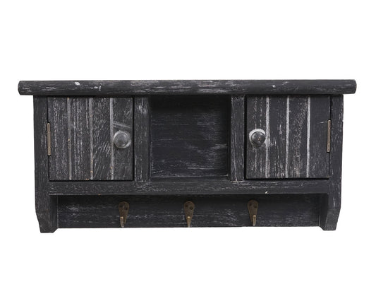 Cosmo Casa - Opbergkast - Toetsenbordkast met Deuren - Massief Hout - Shabby Grijs