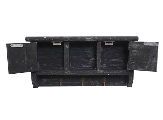 Cosmo Casa - Opbergkast - Toetsenbordkast met Deuren - Massief Hout - Shabby Grijs