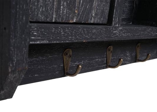 Cosmo Casa - Opbergkast - Toetsenbordkast met Deuren - Massief Hout - Shabby Grijs