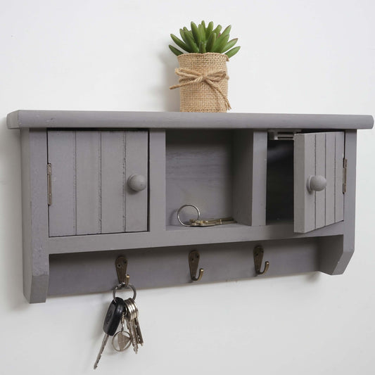 Cosmo Casa - Opbergkast - Toetsenbordkast met Deuren - Massief Hout - Grijs