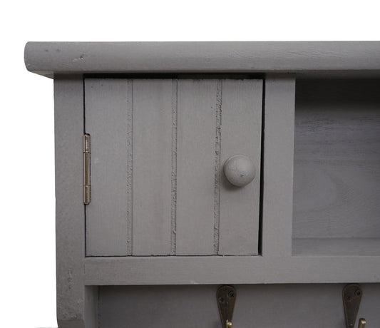 Cosmo Casa - Opbergkast - Toetsenbordkast met Deuren - Massief Hout - Grijs