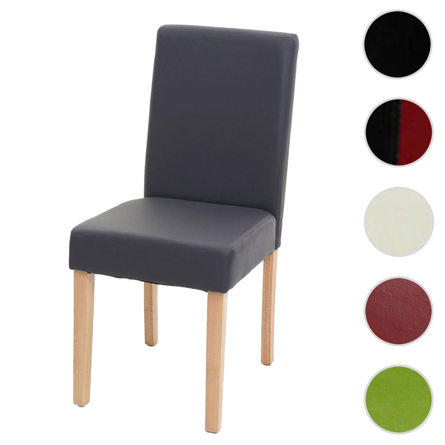 Cosmo Casa Littau eetkamerstoel, keukenstoel, kunstleer ~ matgrijs, lichte poten