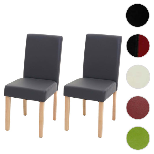 Cosmo Casa Set van 2 eetkamerstoelen, keukenstoelen Littau ~ kunstleer, matgrijs, lichte poten