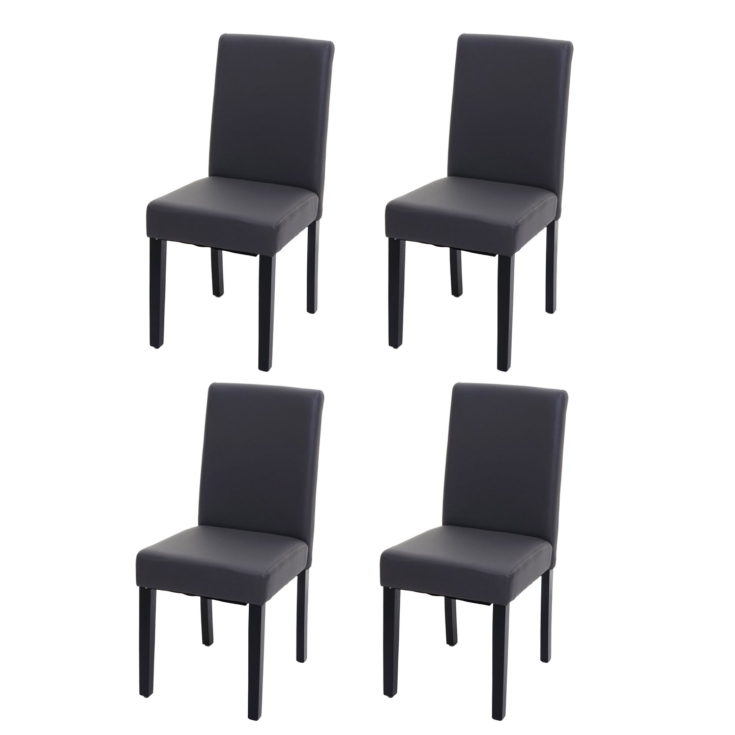 Cosmo Casa Set van 4 eetkamerstoelen, keukenstoelen, Littau MVG-gecertificeerd ~ Kunstleer, matgrijs, donkere poten