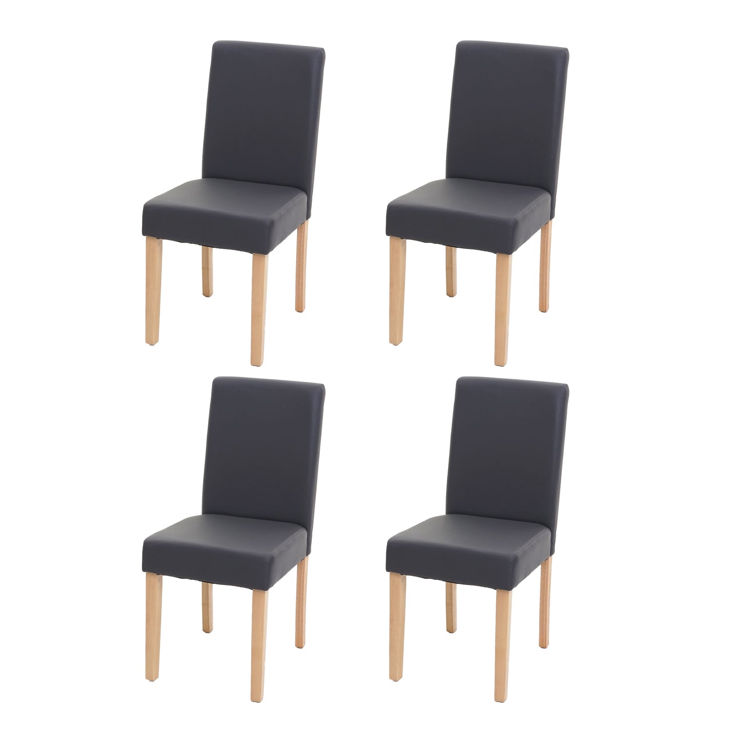 Cosmo Casa Set van 4 eetkamerstoelen, keukenstoelen, Littau MVG-gecertificeerd ~ Kunstleer, matgrijs, lichte poten