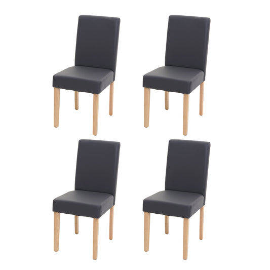 Cosmo Casa Set van 4 eetkamerstoelen, keukenstoelen, Littau MVG-gecertificeerd ~ Kunstleer, matgrijs, lichte poten