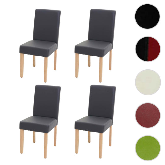 Cosmo Casa Set van 4 eetkamerstoelen, keukenstoelen, Littau MVG-gecertificeerd ~ Kunstleer, matgrijs, lichte poten