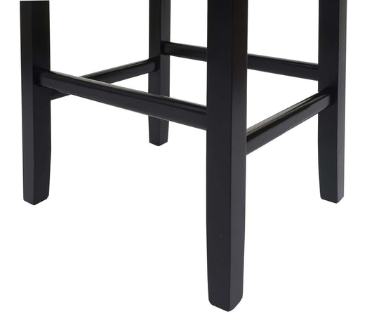 Cosmo Casa - Barkruk - Houten Barkruk - Leer - Zwart - Donkere Poten