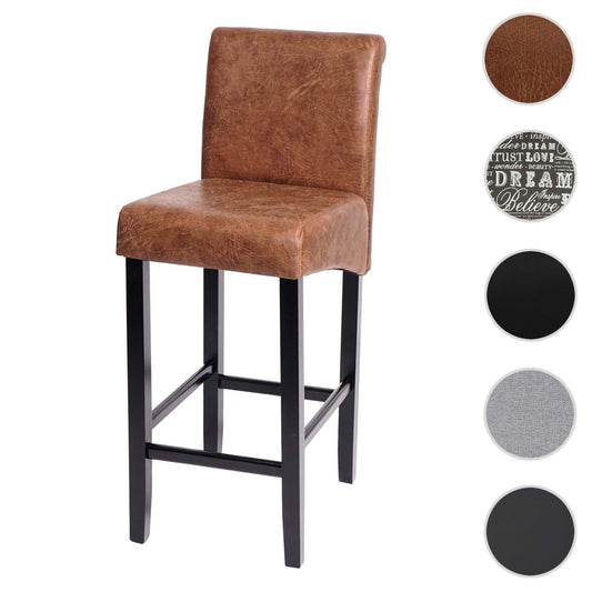 Cosmo Casa - Barkruk tegenkruk - Houten kruk - Stof textiel - Imitatie suède - Donkere poten