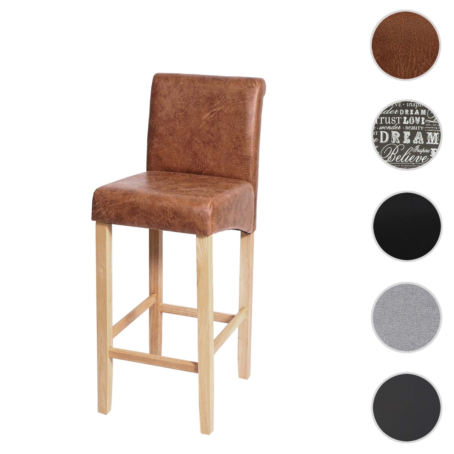 Cosmo Casa - Barkruk - Houten Barkruk - Imitatiesuède - Grijs - Lichte Poten