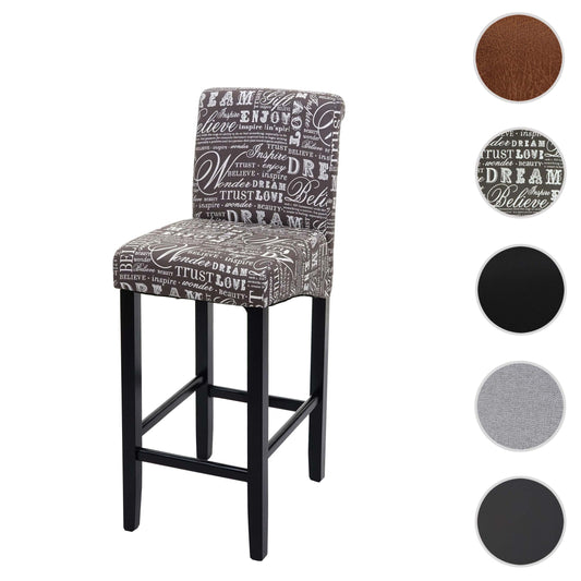 Cosmo Casa - Barkruk - Houten Barkruk - Stof - Grijs - Donkere Poten