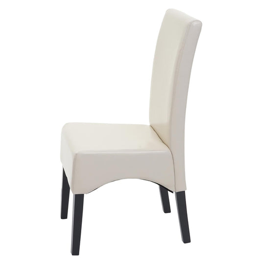 Cosmo Casa - Eetkamerstoel - Keukenstoel Latina - Leer - Crème - Donkere Poten