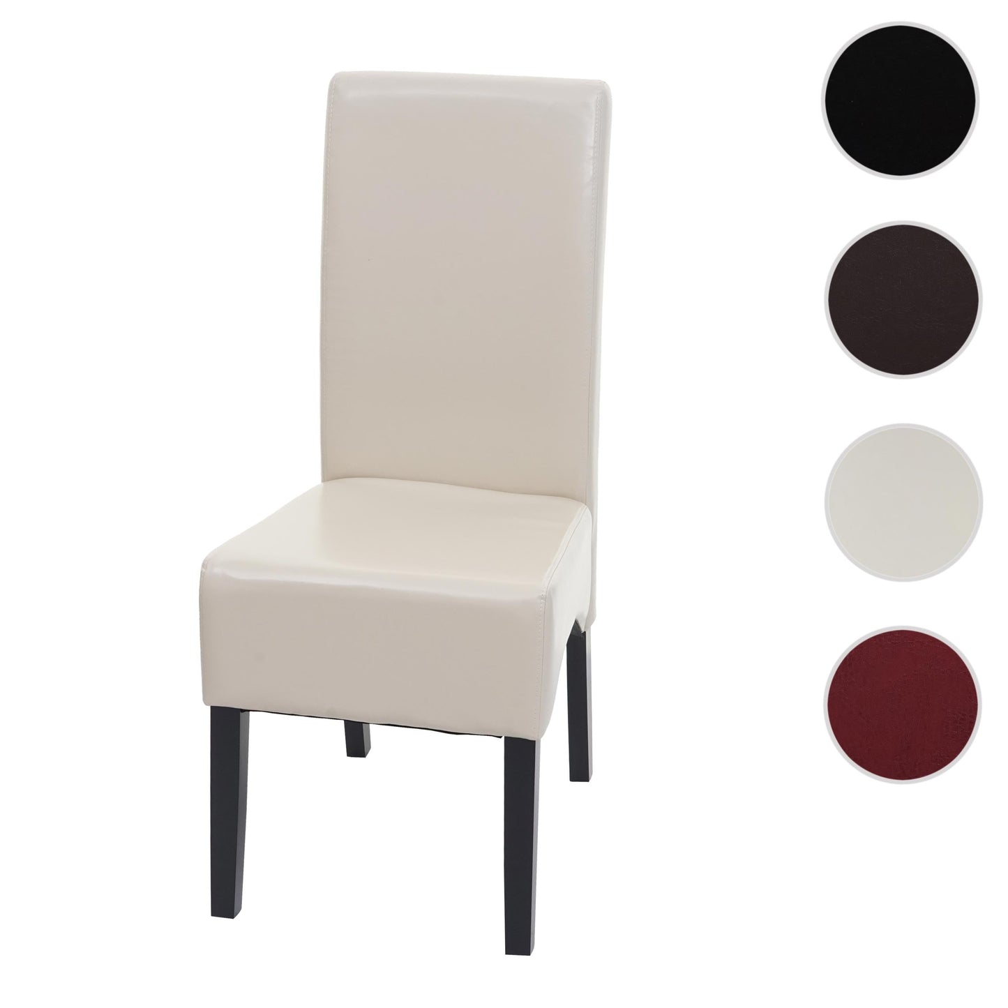 Cosmo Casa - Eetkamerstoel - Keukenstoel Latina - Leer - Crème - Donkere Poten