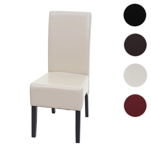 Cosmo Casa - Eetkamerstoel - Keukenstoel Latina - Leer - Crème - Donkere Poten