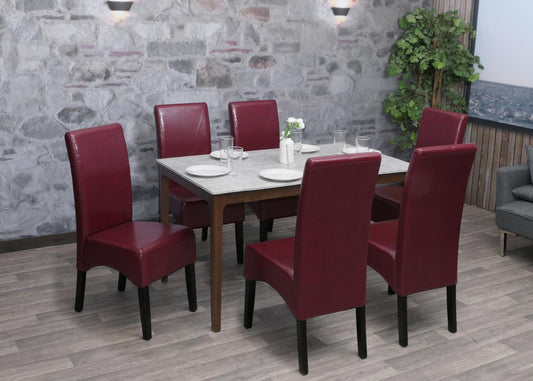 Cosmo Casa - Eetkamerstoel - Keukenstoel Latina - Leer - Rood - Donkere Poten