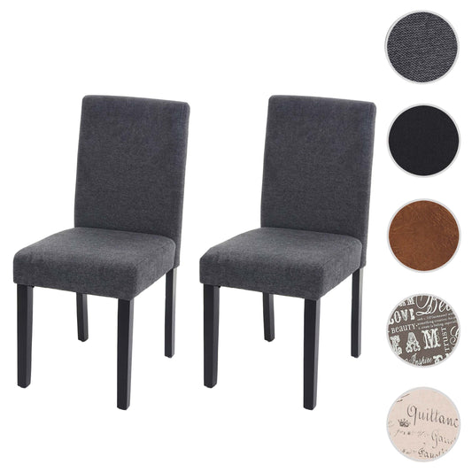 Cosmo Casa Set van 2 eetkamerstoelen, keukenstoelen, Littau ~ textiel, antracietgrijs, donkere poten