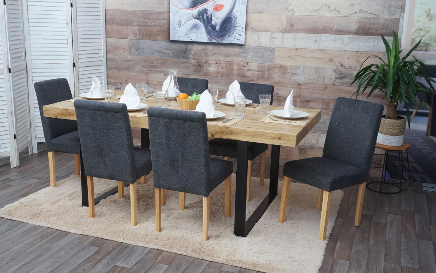 Cosmo Casa Set van 2 eetkamerstoelen, keukenstoelen, Littau ~ textiel, antracietgrijs, lichte poten