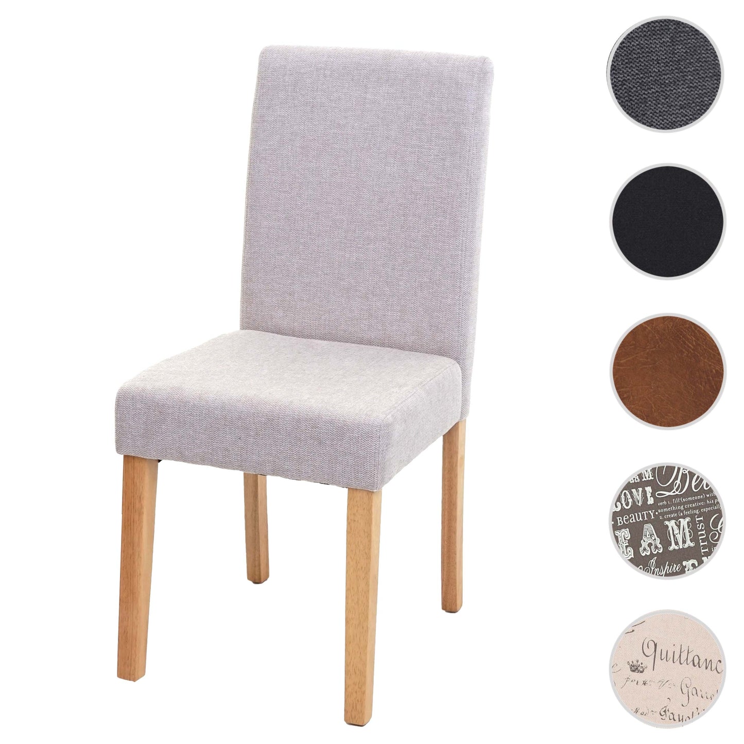 Cosmo Casa Littau eetkamerstoel, keukenstoel, stof/textiel ~ crèmebeige, lichte poten