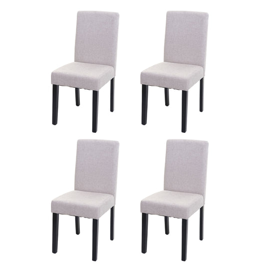 Cosmo Casa Set van 4 eetkamerstoelen, keukenstoelen, Littau ~ textiel, crèmebeige, donkere poten