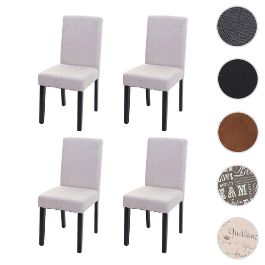 Cosmo Casa Set van 4 eetkamerstoelen, keukenstoelen, Littau ~ textiel, crèmebeige, donkere poten