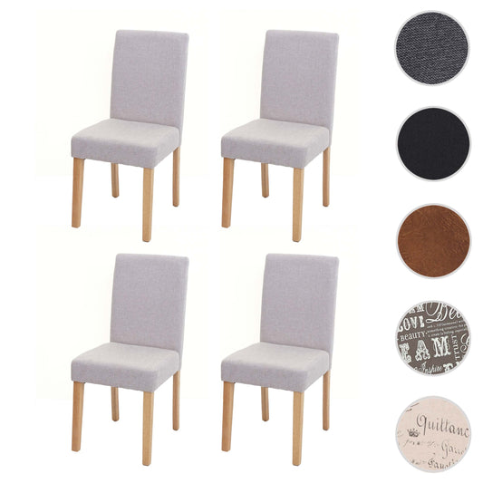 Cosmo Casa Set van 4 eetkamerstoelen, keukenstoelen, Littau ~ Textiel, crèmebeige, lichte poten