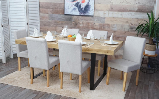 Cosmo Casa Set van 4 eetkamerstoelen, keukenstoelen, Littau ~ Textiel, crèmebeige, lichte poten