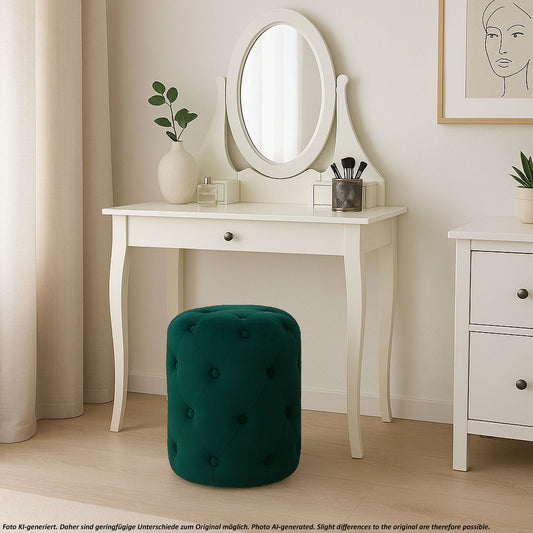 Cosmo Casa - Kruk - Ottomaanse Kruk - Fluweel - Donkergroen