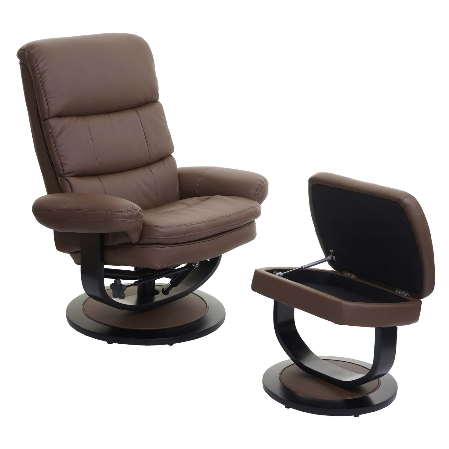 Cosmo Casa - Relaxfauteuil - Met opbergvak - Kunstleer - Taupebruin