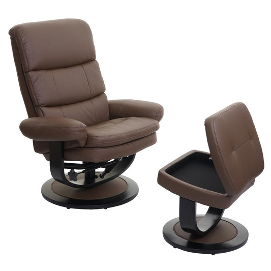 Cosmo Casa - Relaxfauteuil - Met opbergvak - Kunstleer - Taupebruin