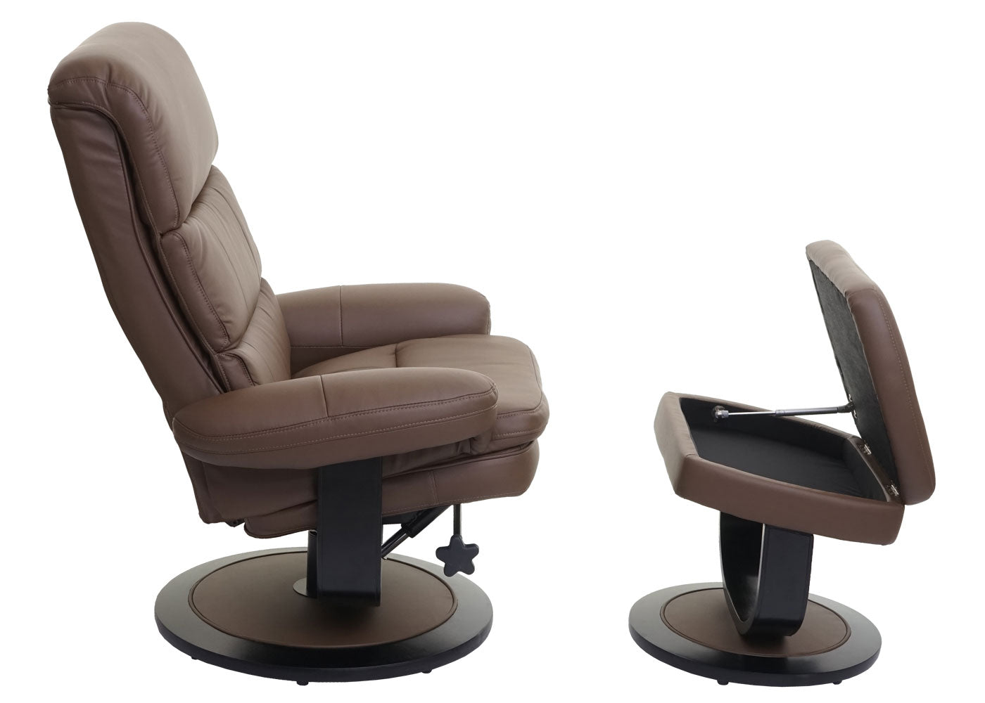 Cosmo Casa - Relaxfauteuil - Met opbergvak - Kunstleer - Taupebruin