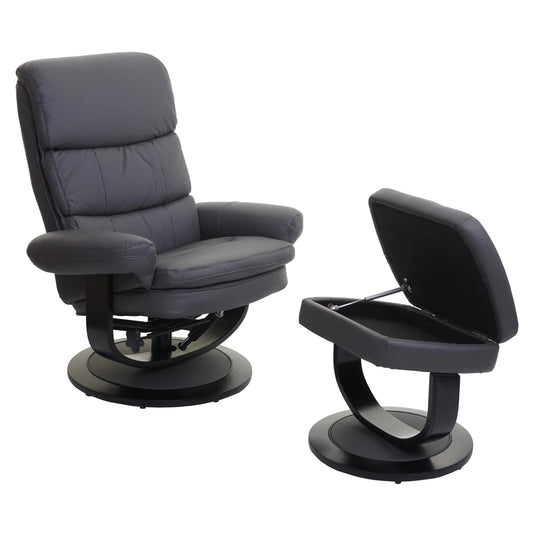 Cosmo Casa - Relaxfauteuil - Met opbergvak - Kunstleer - Matgrijs