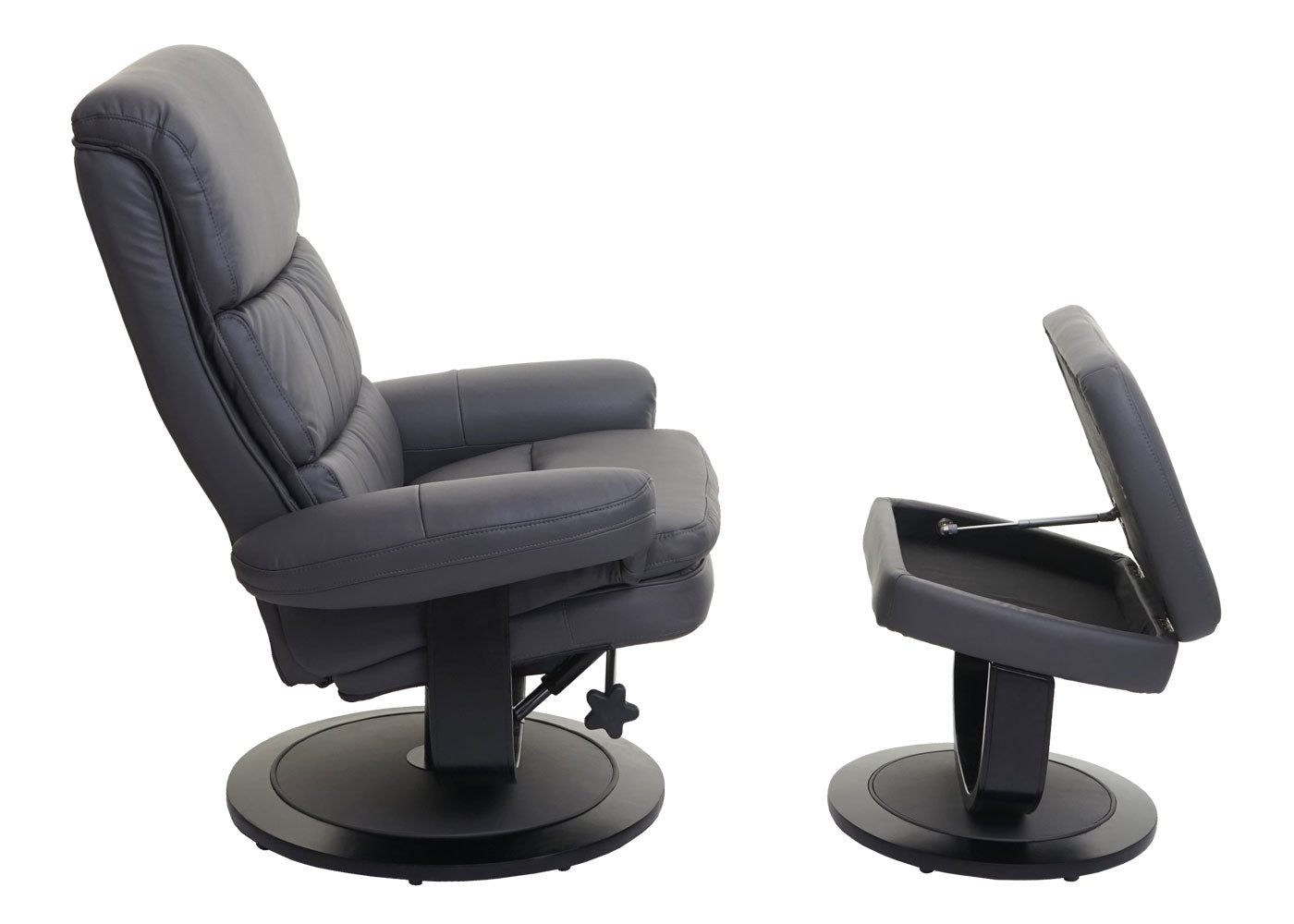 Cosmo Casa - Relaxfauteuil - Met opbergvak - Kunstleer - Matgrijs