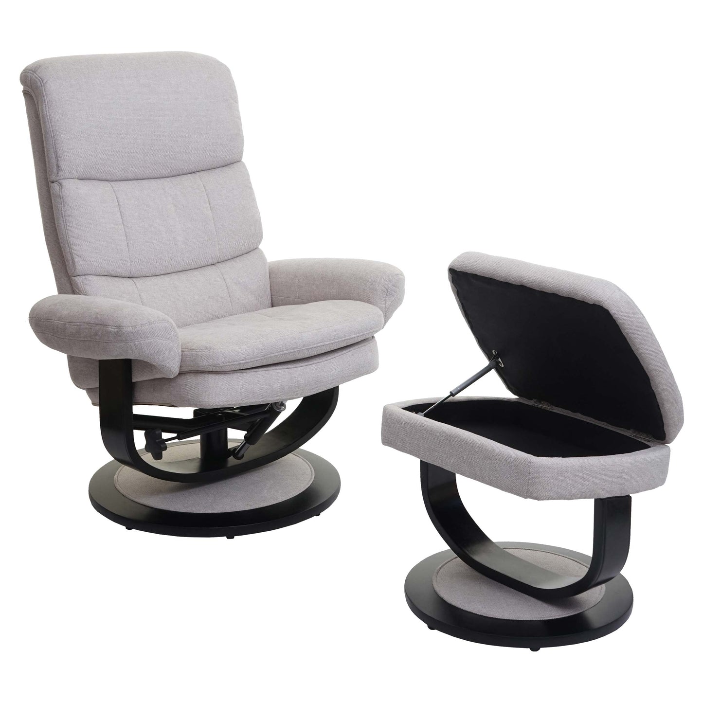 Cosmo Casa - Relaxfauteuil - Met opbergvak - Stof/textiel - Crème-beige