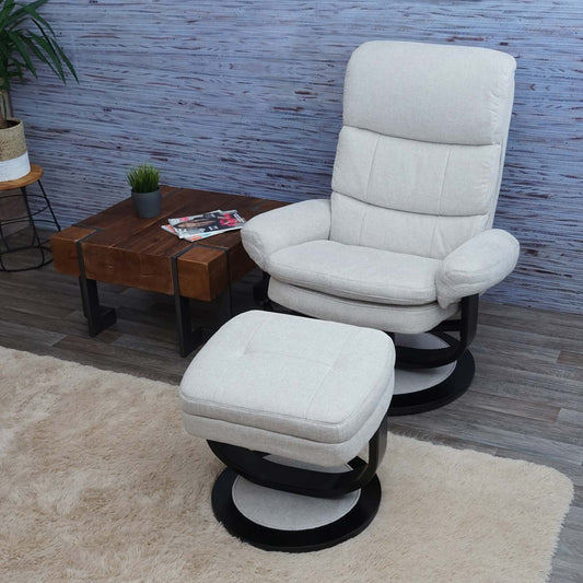 Cosmo Casa - Relaxfauteuil - Met opbergvak - Stof/textiel - Crème-beige