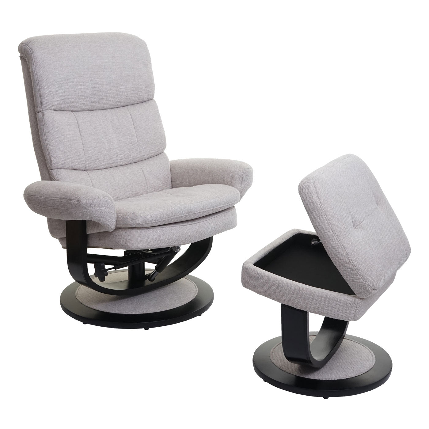 Cosmo Casa - Relaxfauteuil - Met opbergvak - Stof/textiel - Crème-beige