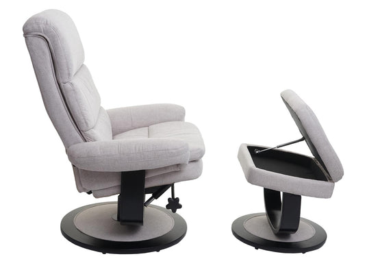 Cosmo Casa - Relaxfauteuil - Met opbergvak - Stof/textiel - Crème-beige