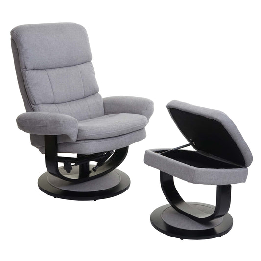 Cosmo Casa - Relaxfauteuil - Met opbergvak - Stof/textiel - Lichtgrijs