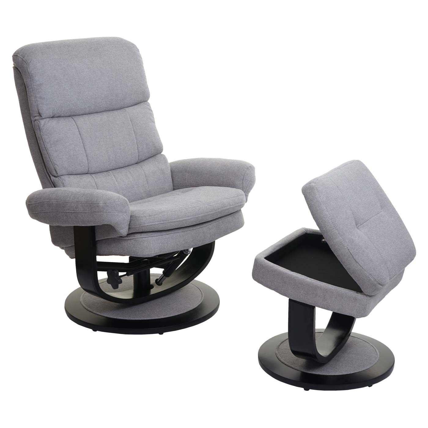 Cosmo Casa - Relaxfauteuil - Met opbergvak - Stof/textiel - Lichtgrijs