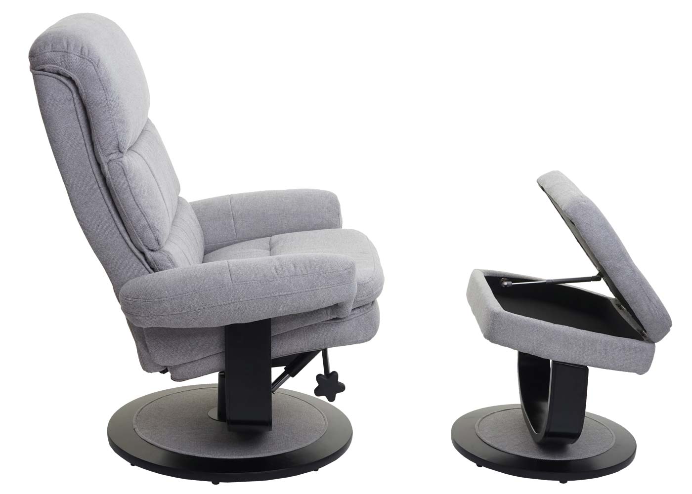 Cosmo Casa - Relaxfauteuil - Met opbergvak - Stof/textiel - Lichtgrijs