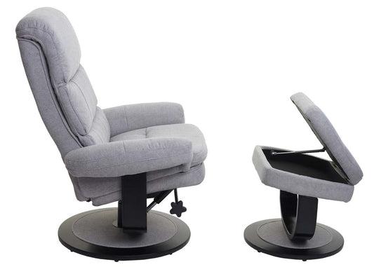 Cosmo Casa - Relaxfauteuil - Met opbergvak - Stof/textiel - Lichtgrijs