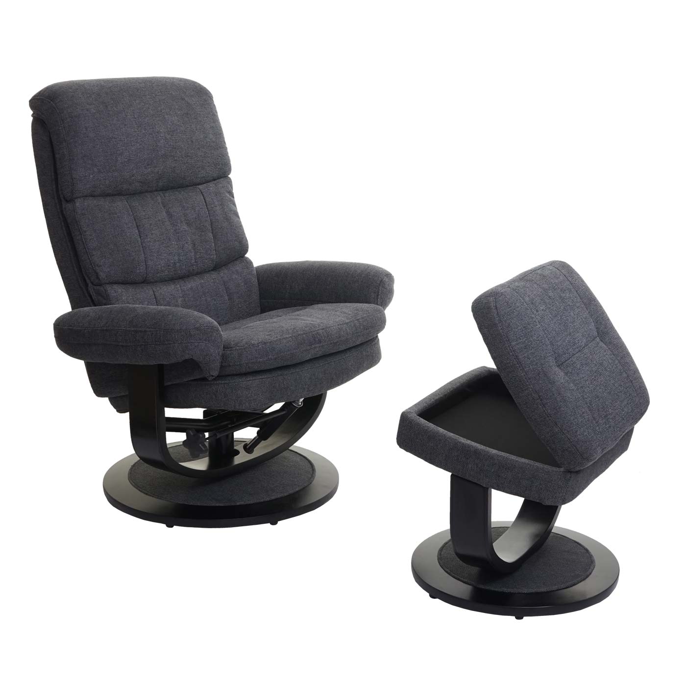 Cosmo Casa - Relaxfauteuil - Met opbergvak - Stof/textiel - Donkergrijs