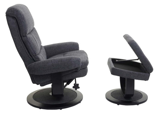 Cosmo Casa - Relaxfauteuil - Met opbergvak - Stof/textiel - Donkergrijs