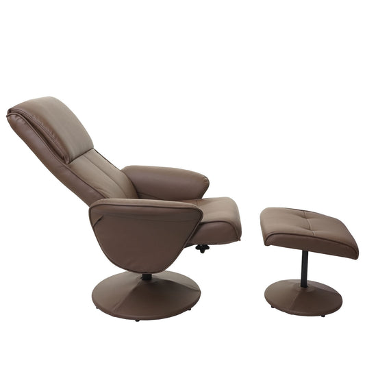 Cosmo Casa - Relaxfauteuil Helsinki - TV-fauteuil met kruk - Kunstleer - Taupe