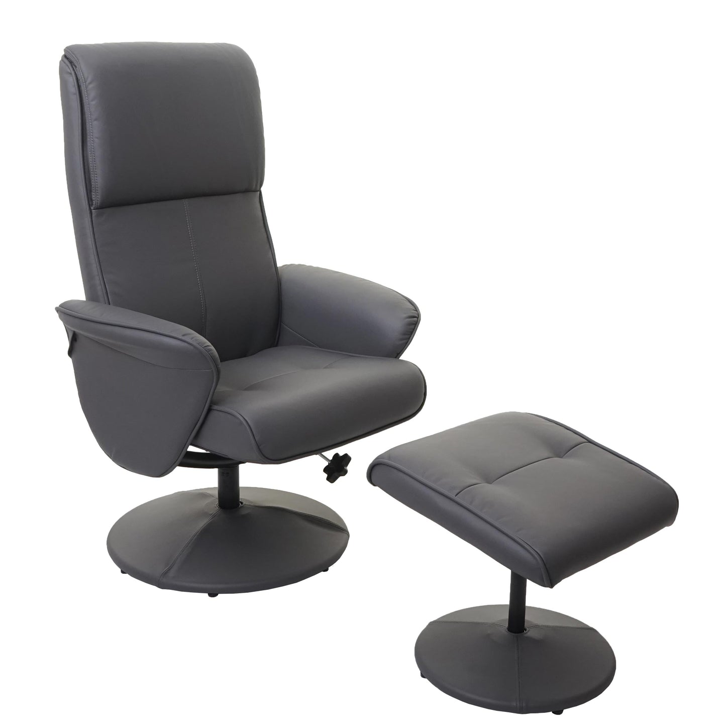 Cosmo Casa - Relaxfauteuil Helsinki - TV-fauteuil met kruk - Kunstleer - Mat grijs